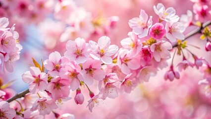 Obraz premium High angle delicate cherry blossoms in full bloom