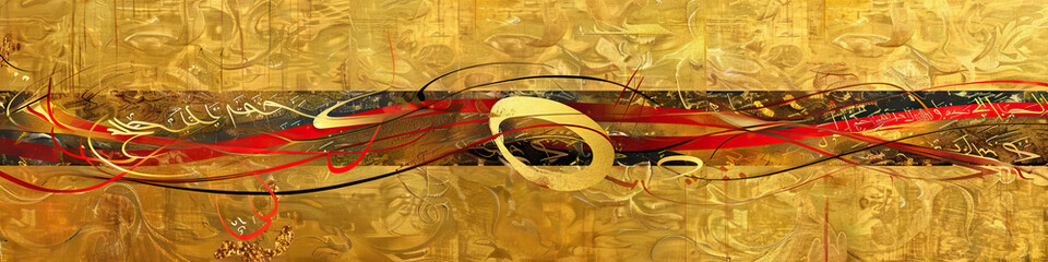 Abstract Islamic Calligraphy on Gold Leaf