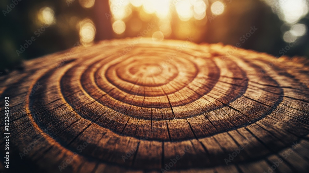 Poster close-up of the growth rings of a tree, showcasing the unique patterns and rough textures of the bar