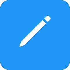 Icon designed for the symbol of white pen on blue background.