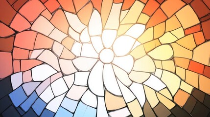 Obraz premium A colorful mosaic design featuring a floral pattern radiating light.