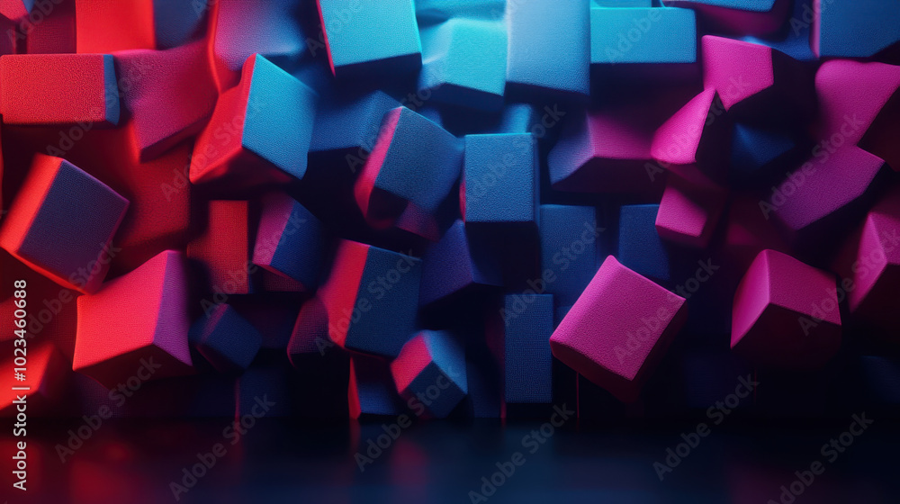 Aufkleber vibrant abstract background featuring colorful foam blocks in shades of blue and pink, creating dyna