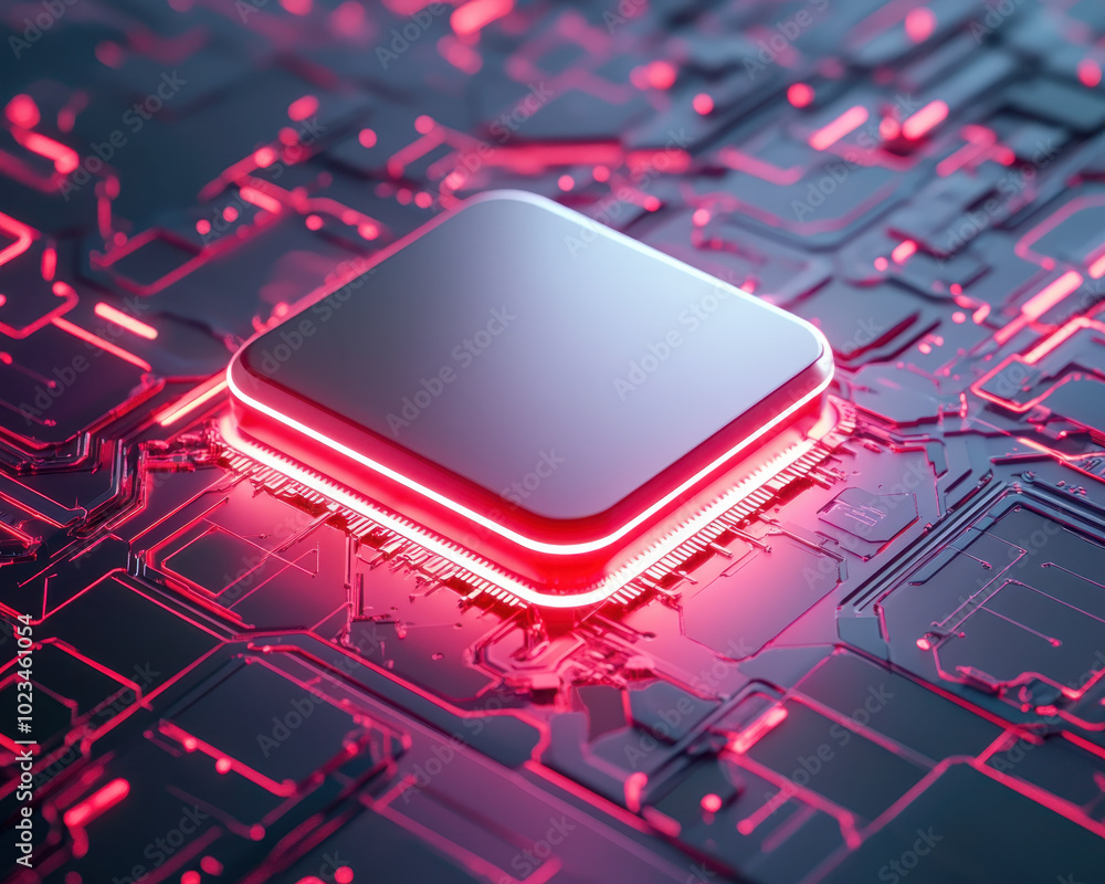Aufkleber high tech processor symbolizing advanced technology and innovation, featuring sleek design with glow