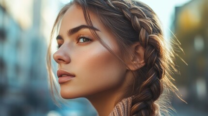 Naklejka premium Woman with Braided Hair