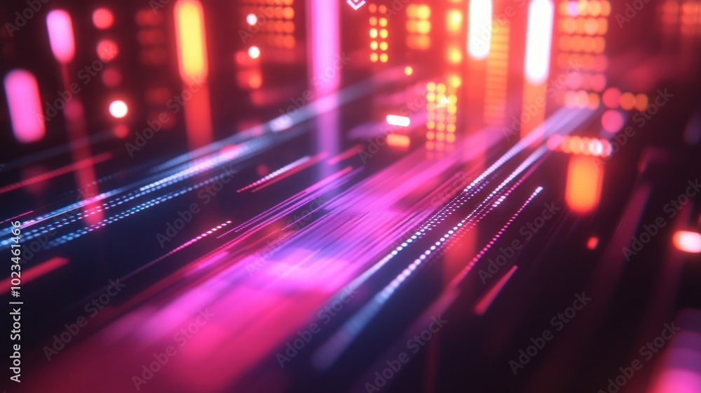 Poster abstract digital background with vibrant lines and glowing elements.