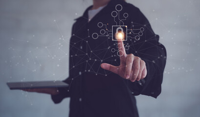 Cyber Protection Data Security Internet Privacy, Internet and technology concept on virtual screen....