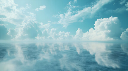 Calm Blue Sky with Clouds Reflection on Water - Illustration