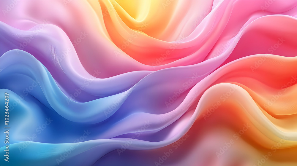 Aufkleber abstract 3d background with wavy lines and gradient colors