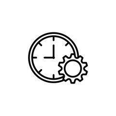 Clock with a gear icon symbolizing time management or settings.