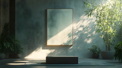 Minimalist Interior Design with Blank Canvas and Sunlight