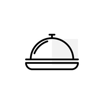 recommend clip art: An outline icon of a covered food container, typically representing meal services, dining, or restaurant-related visuals.