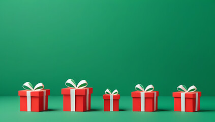 render floating christmas presents green background