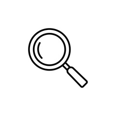 An icon of a magnifying glass, symbolizing search or investigation, commonly used in research or detective visuals.