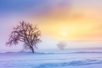 Winter plain landscape scenery sunrise nature.