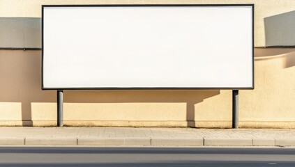 Fototapeta premium Blank White Billboard on Urban Street Against Uniform Beige Wall