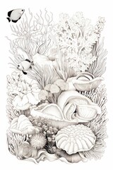 Marine animal drawing sketch nature.
