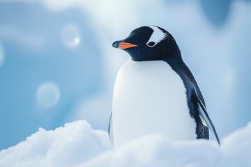 Obraz premium penguin in the arctic by generative ai