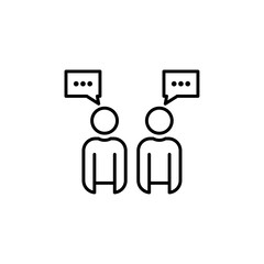 Outline of two people, symbolizing conversation or discussion.