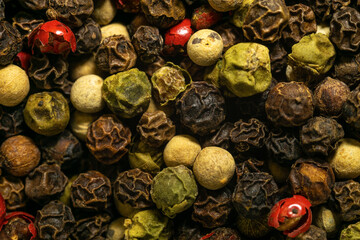 Mixed Pepper, Spices for Cooking , Peppercorn , Close Up, Texture , Macro