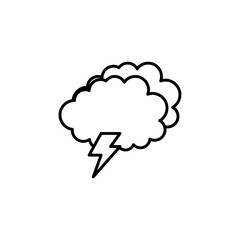 Outline icon of a thundercloud with a lightning bolt, symbolizing stormy weather.