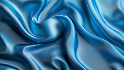 Fototapeta premium luxurious and elegant blue wavy silk satin fabric.