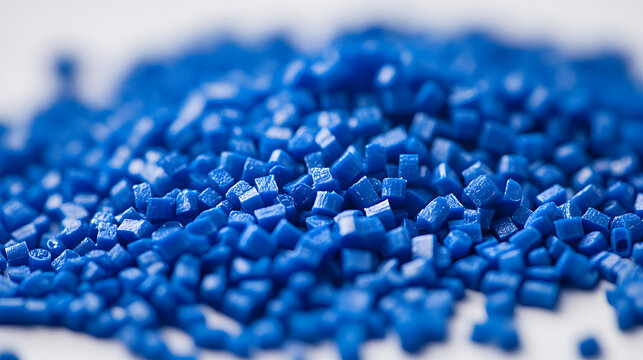 closeup of Blue Plastic pellets Background Close-up Plastic granules Polymer plastic beads resin polymer