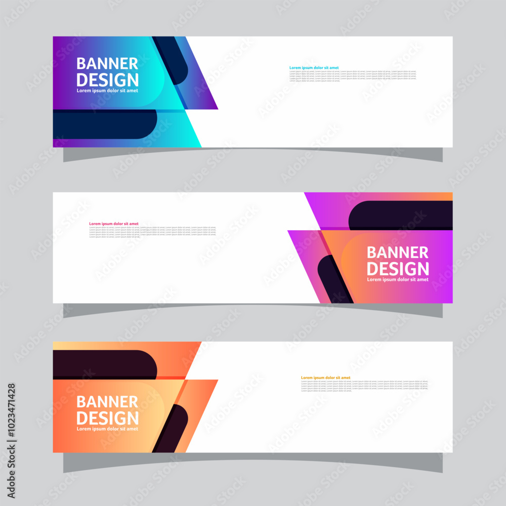 Wall mural vector set of landscape banner background design concept. colorful background business layout templa