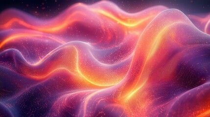 An abstract digital artwork featuring swirling waves of vibrant colors including purple and orange, creating a mesmerizing visual effect.