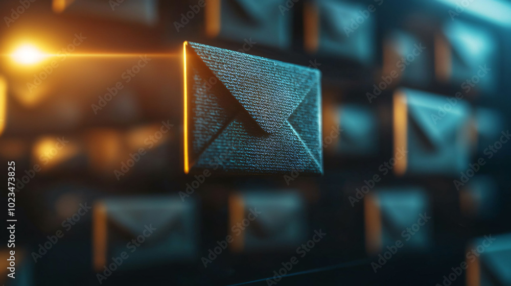 Poster digital security alert with close up of email inbox showcasing highlighted envelope. this image emph