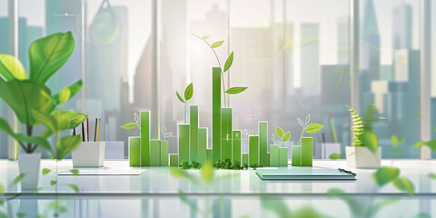 Green Industry Growth Graph Abstract Canvas for Corporate Office