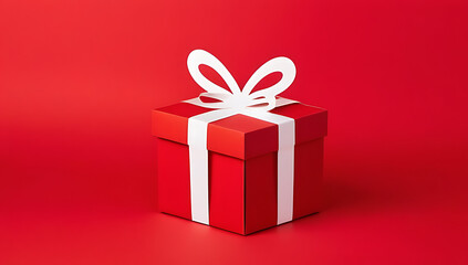 Obraz premium christmas gift box pattern vibrant red background