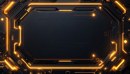 Obraz premium Futuristic Black Panel with Glowing Orange Lines