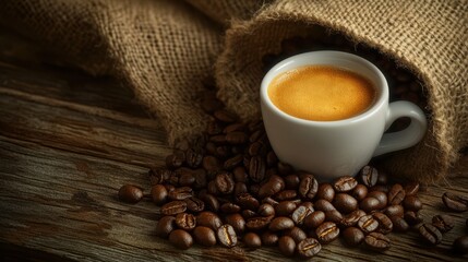 The Espresso Cup and Beans