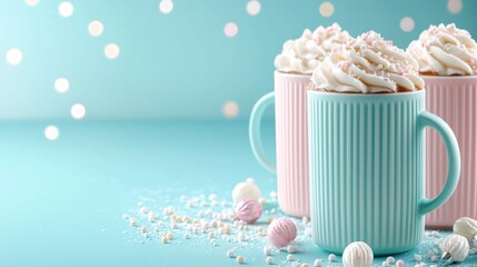 Cozy Mugs with Whipped Cream and Colorful Sprinkles