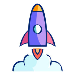 Rocket icon in lineal color style. Startup icon in lineal color style
