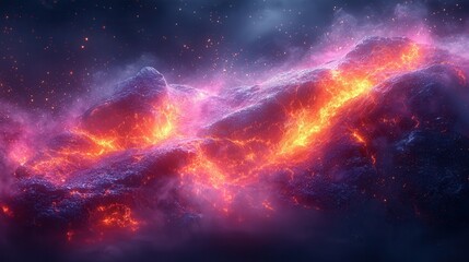 A stunning visual of fiery lava glowing against a cosmic backdrop, showcasing the beauty of stardust and cosmic phenomena with vibrant colors and textures.