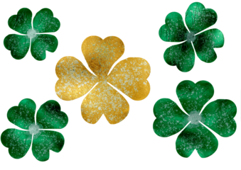 Four-leaf clover on a black background.