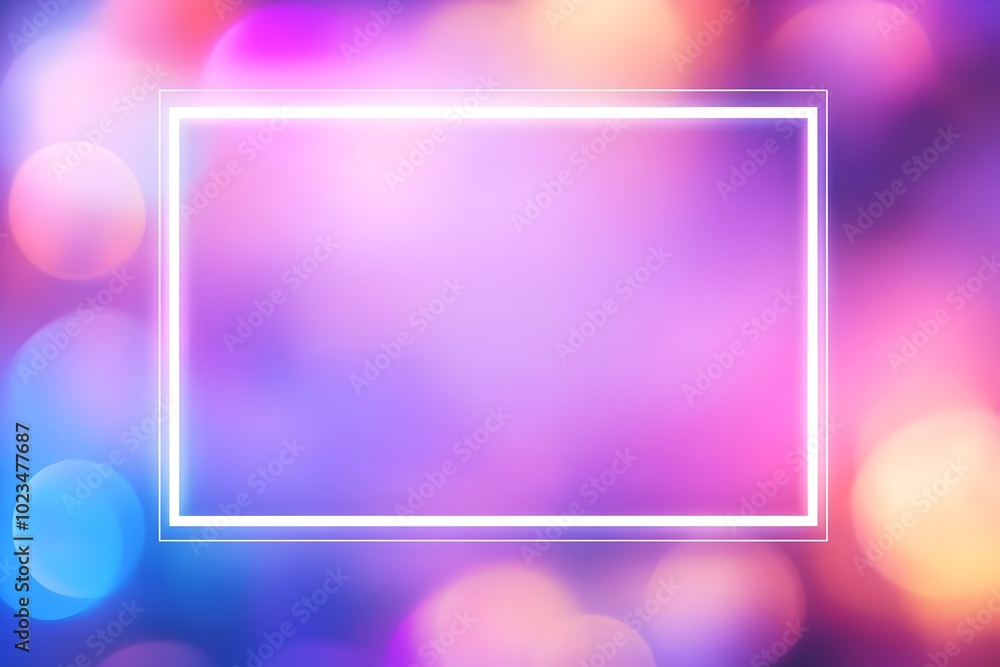 Poster minimalist pastel glassmorphism abstract with glowing rectangle frame and soft shapes