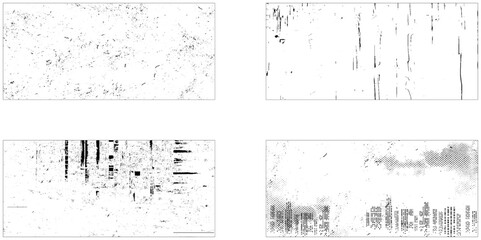 Set of fading wavy rectangular gradients. Black dotted texture element collection. Stippled shade object pack. Noise grain dotwork shapes. Vanishing halftone