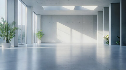Empty Modern Building Interior with Skylights Illustration