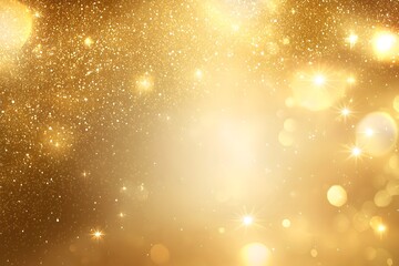 Glittering Flare on Radiant Gold Background with Captivating Bokeh Effect