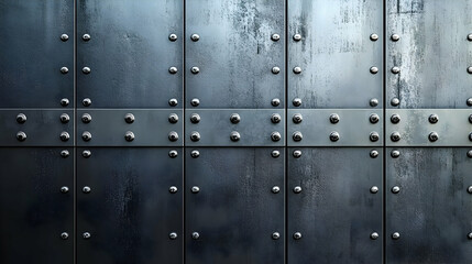 Dark Metal Panel with Rivets - 3D Illustration