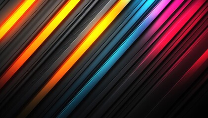 Fototapeta premium Abstract Diagonal Lines with Glowing Orange, Blue, and Pink Highlights