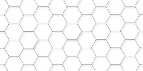 Fototapeta premium Abstract white background with hexagon and hexagonal background. Luxury white pattern with hexagons. abstract 3d hexagonal background with shadow. 3D futuristic abstract honeycomb mosaic background.