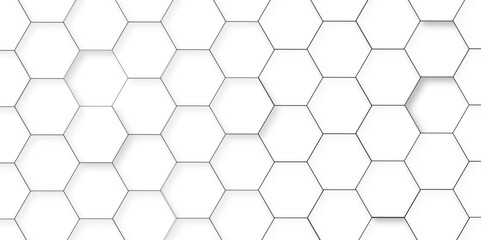 Abstract white background with hexagon and hexagonal background. Luxury white pattern with hexagons. abstract 3d hexagonal background with shadow. 3D futuristic abstract honeycomb mosaic background.