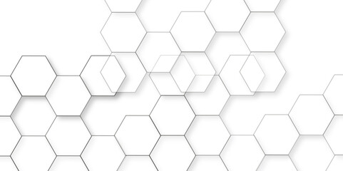 Abstract white background with hexagon and hexagonal background. Luxury white pattern with hexagons. abstract 3d hexagonal background with shadow. 3D futuristic abstract honeycomb mosaic background.
