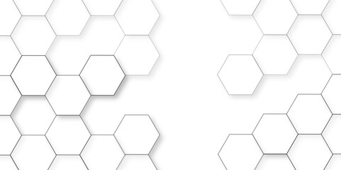 Abstract white background with hexagon and hexagonal background. Luxury white pattern with hexagons. abstract 3d hexagonal background with shadow. 3D futuristic abstract honeycomb mosaic background.