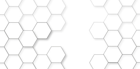 Abstract white background with hexagon and hexagonal background. Luxury white pattern with hexagons. abstract 3d hexagonal background with shadow. 3D futuristic abstract honeycomb mosaic background.