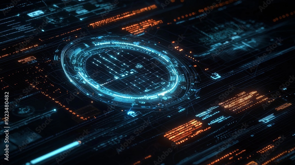 Aufkleber A technology background concept with big data. Digital data flow and transmission. Data transfer and storage , block chain, server, high-speed internet.