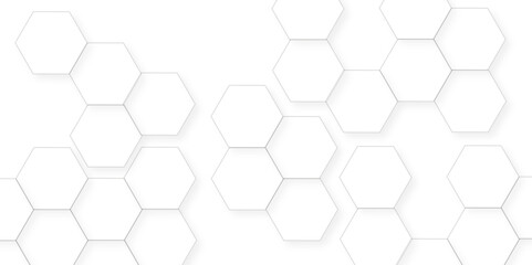 Abstract white background with hexagon and hexagonal background. Luxury white pattern with hexagons. abstract 3d hexagonal background with shadow. 3D futuristic abstract honeycomb mosaic background.
